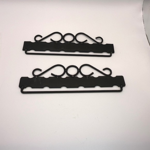 Vintage 16 cm Black Wrought Iron Bell Pull Set Scrollwork Denmark Embroidery - Picture 3 of 5